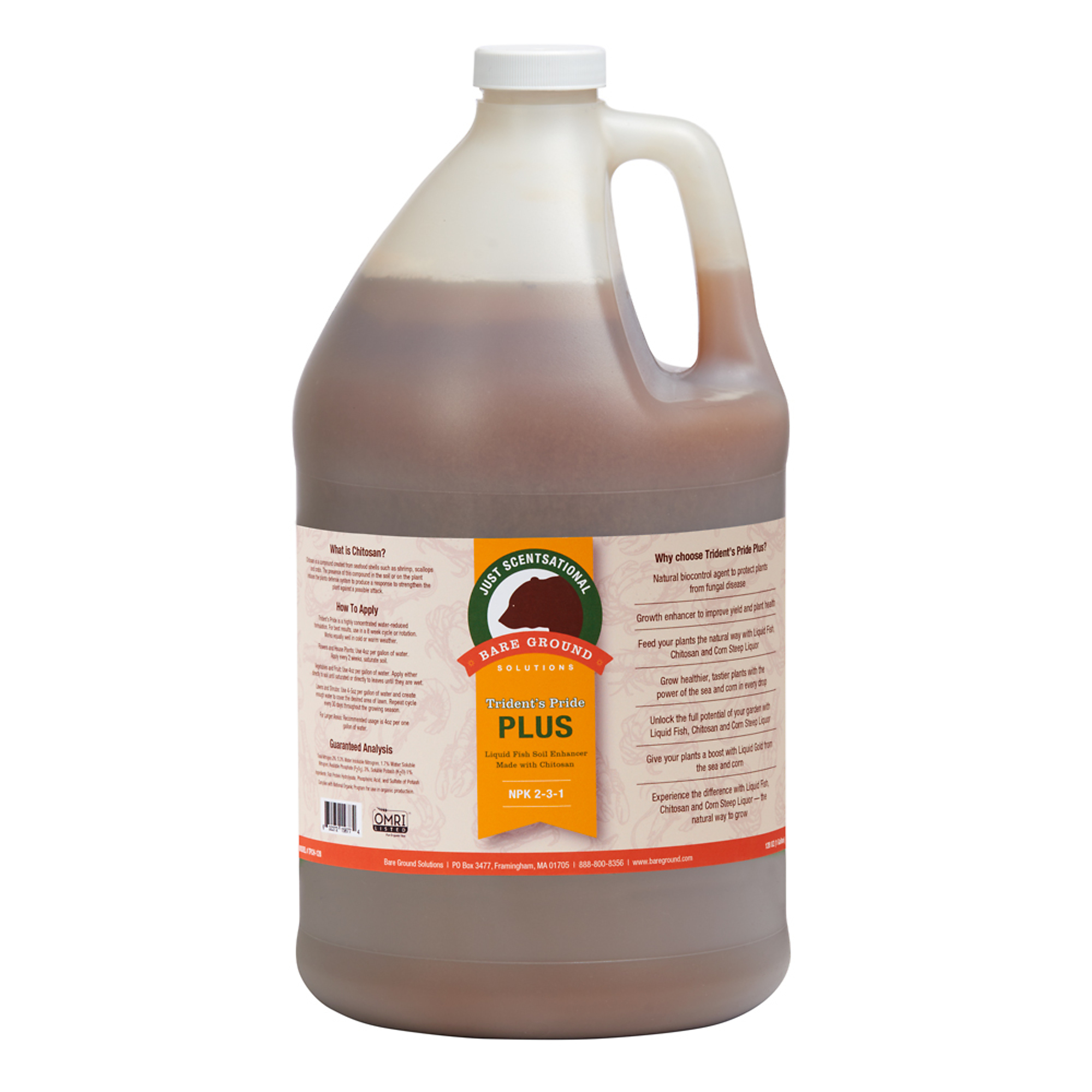 Just Scentsational, Fish Fertilizer w Brown Algae Extract and Chitosan, Max. Coverage Area 128000 ft², Capacity 10 lb, Model# TPCH-128G